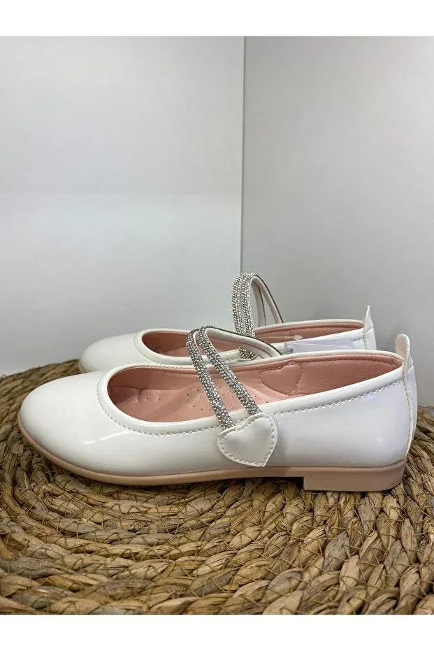 Детские балетки для девочек искусственная кожа Stoned ballerinas Maxxi, White