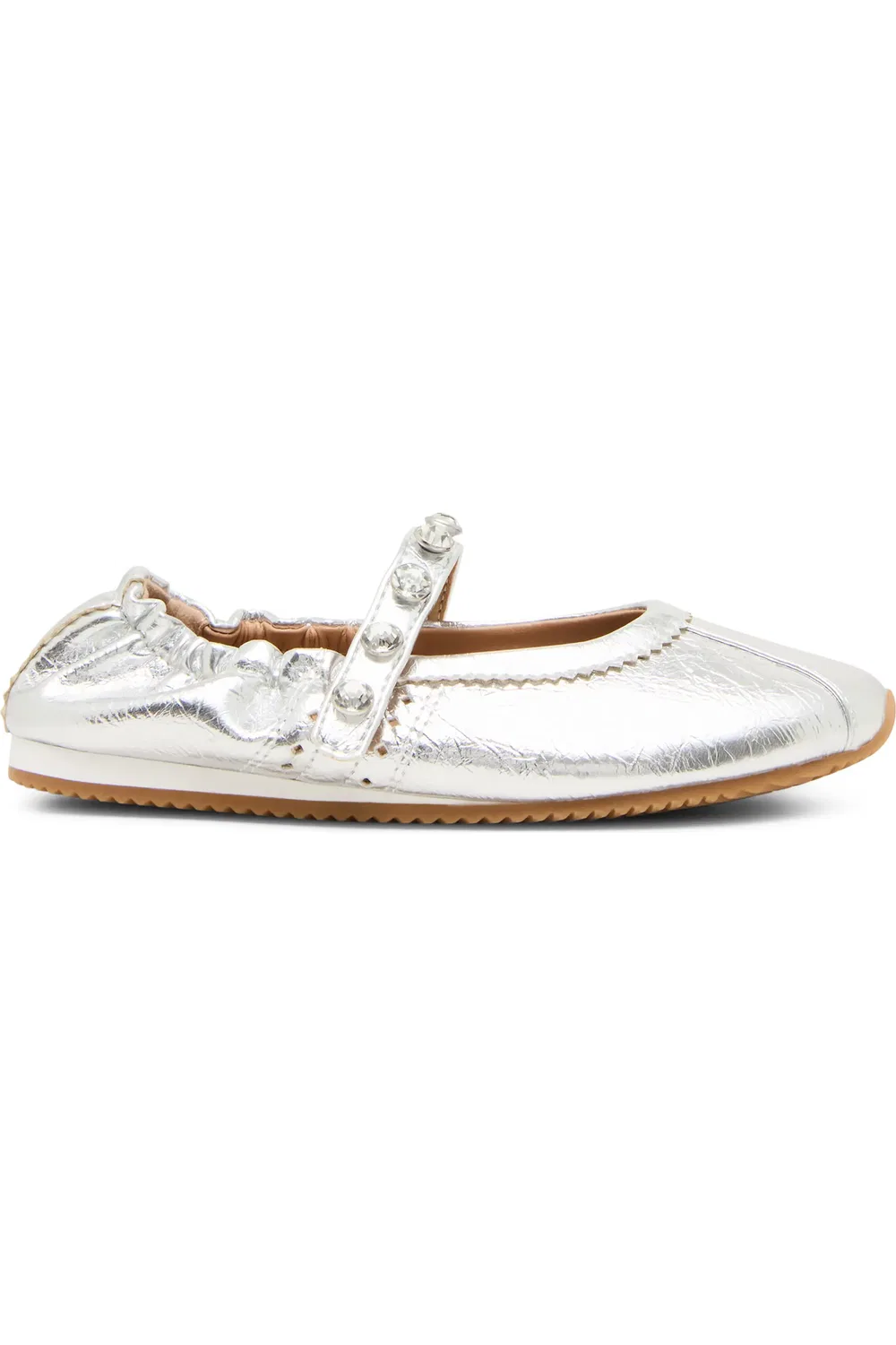 Детские балетки на плоской подошве с шипами JAnaya Steve Madden, Silver — фото 2