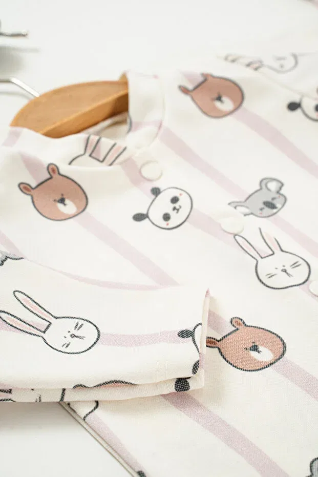 Детский комплект одежды для новорожденных хлопковый с принтом кролика Neu Kids, Ecru — фото 4