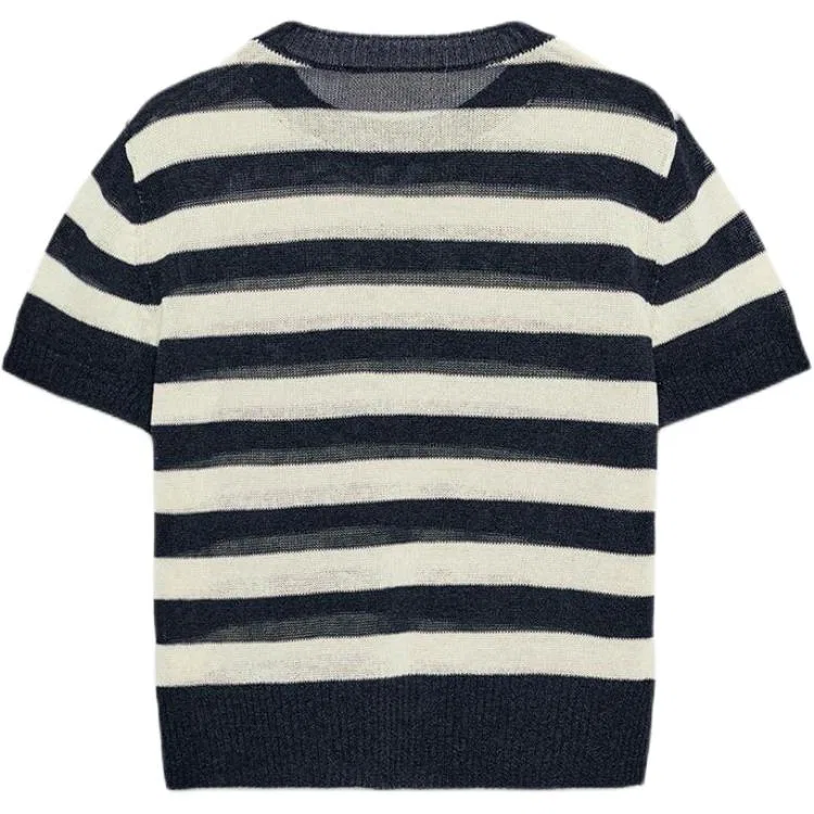 Женский свитер с полосами и круглым вырезом ZARA, Stripes — фото 3