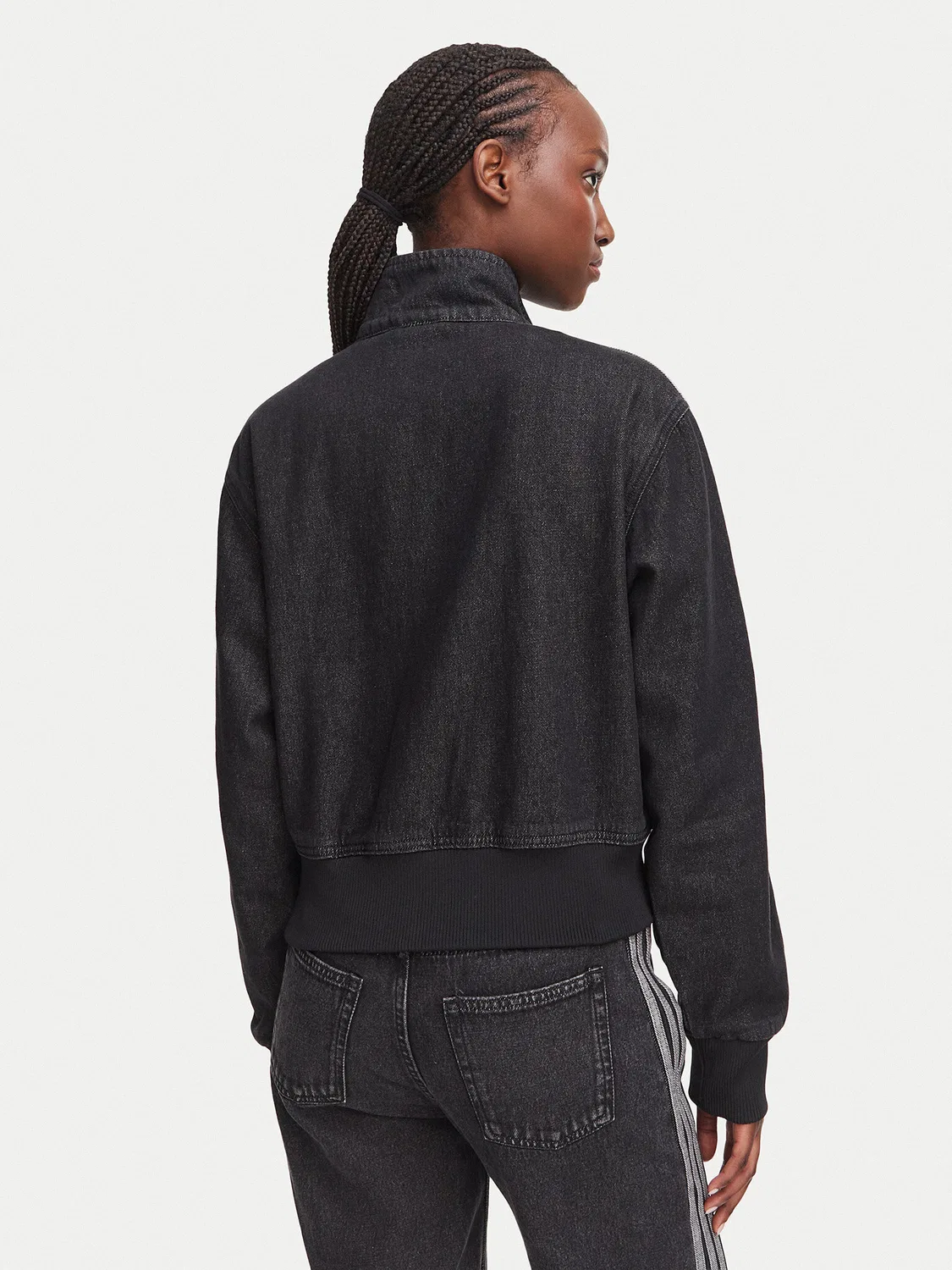 Женская толстовка стандартного кроя Firebird Denim Tracktop Adidas, черный — фото 3