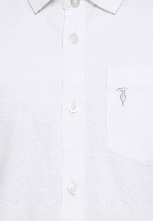 Рубашка с хлопком Camicie Tru Trussardi Junior, белый — фото 3