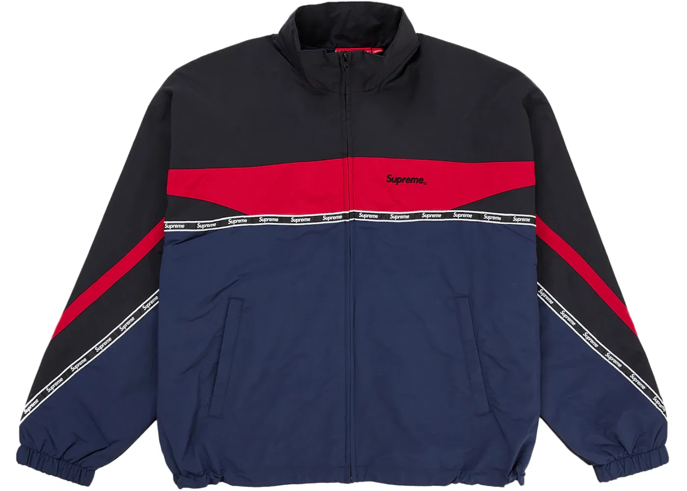 Мужская куртка с принтом Supreme Logo Taping Track Jacket Navy