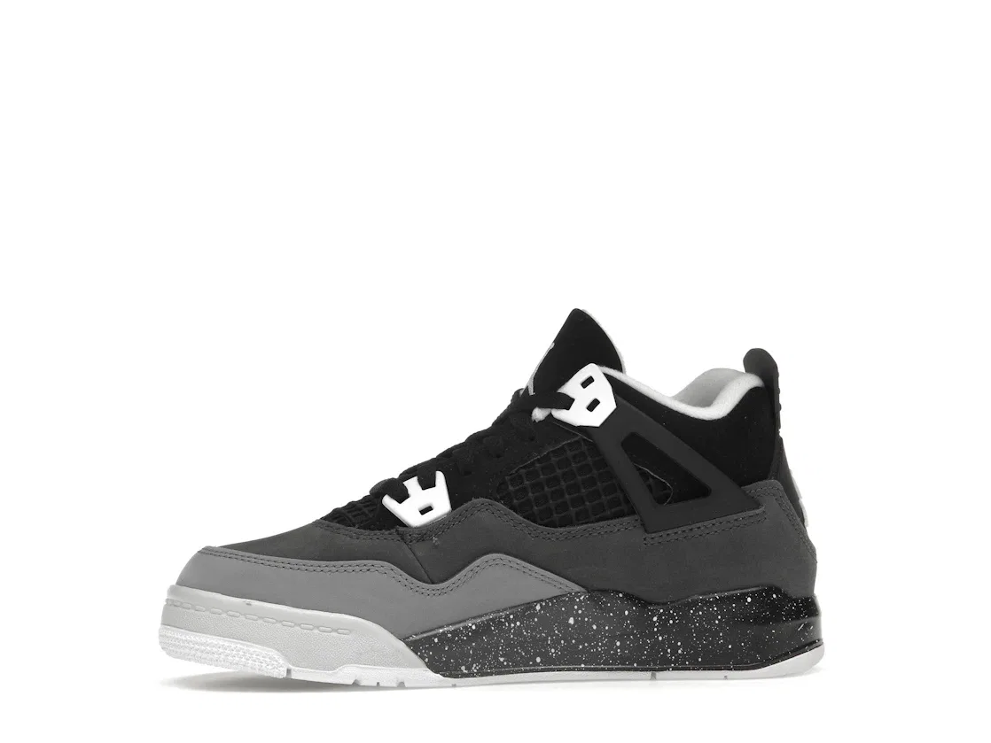 Детские кроссовки для мальчиков высокие с принтом Jordan 4 Retro Fear, Black/White/Anthracite/Black/Pure Platinum — фото 3
