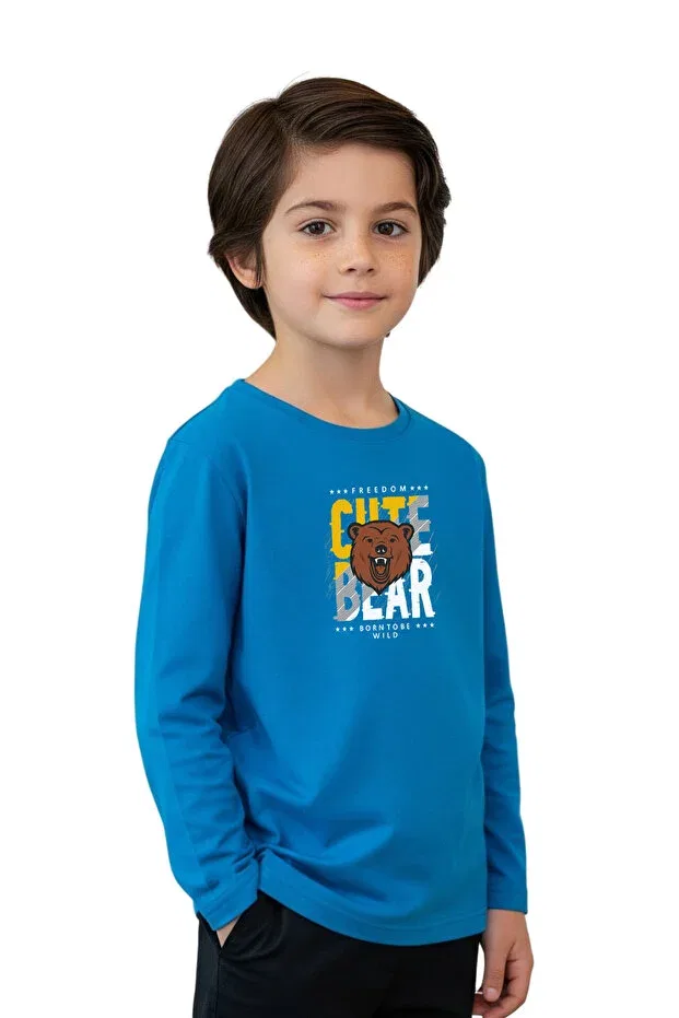 Детский комплект свитшотов для мальчиков с принтом 3-Piece zero collar printed boy's sweatshirt Ya Ko Kids, Yellow-Blue-Indigo — фото 3