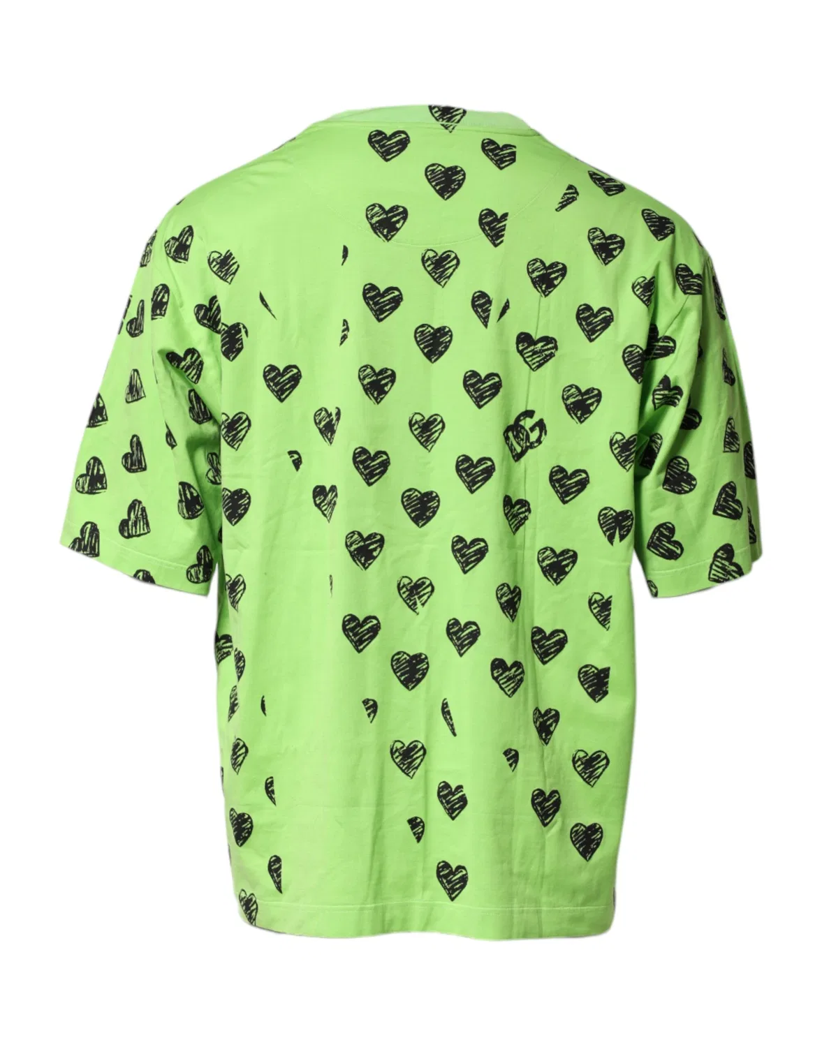 Мужская футболка с принтом Green Heart Print Cotton Crew Neck T-shirt Dolce & Gabbana, Green — фото 4