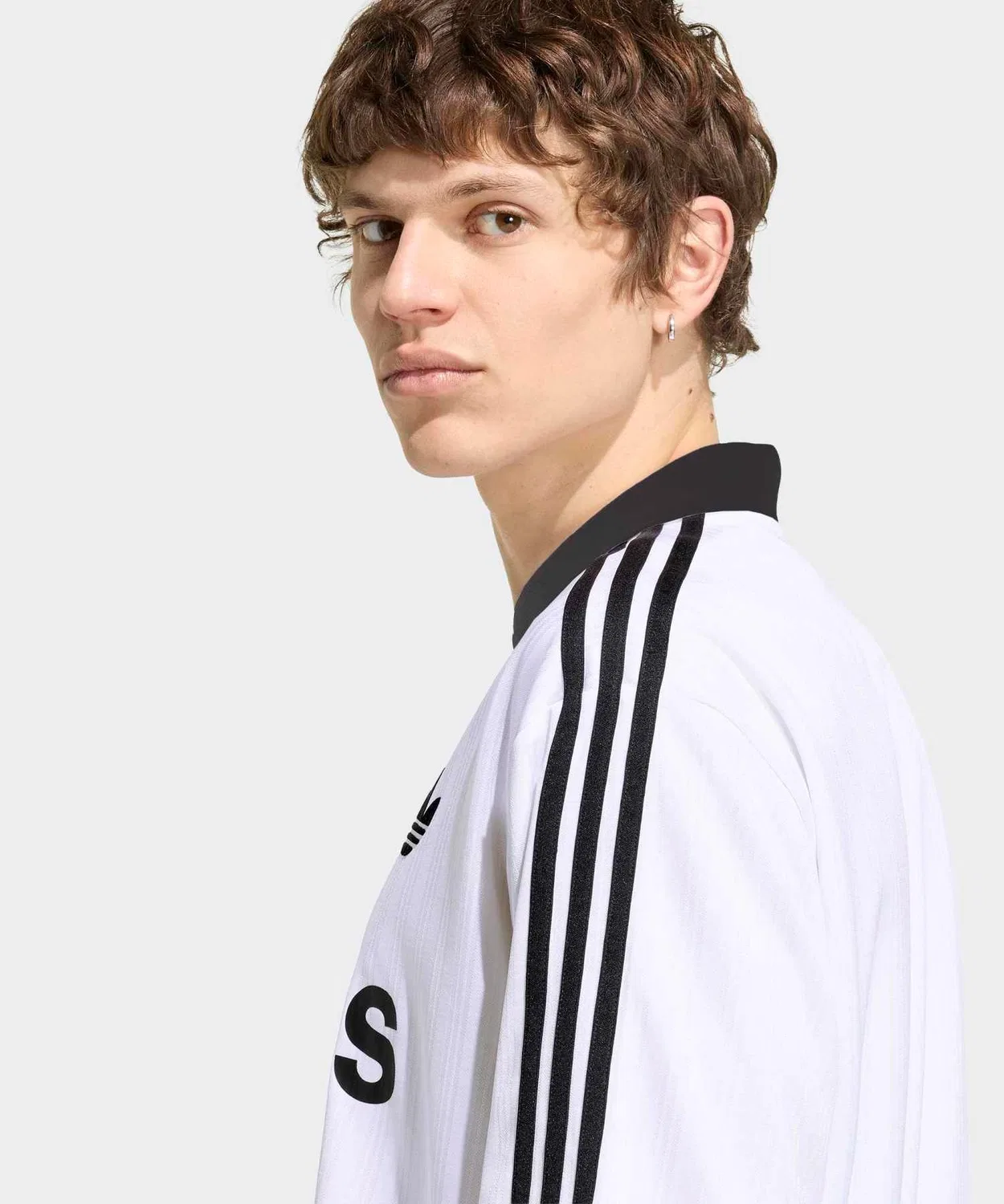 Мужская футболка с воротником из полиэстера Adidas Originals, White — фото 4