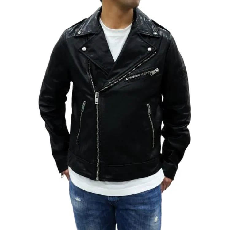 Кожаная куртка Men's Black Lapel Moderate, DIESEL, Black — фото 4