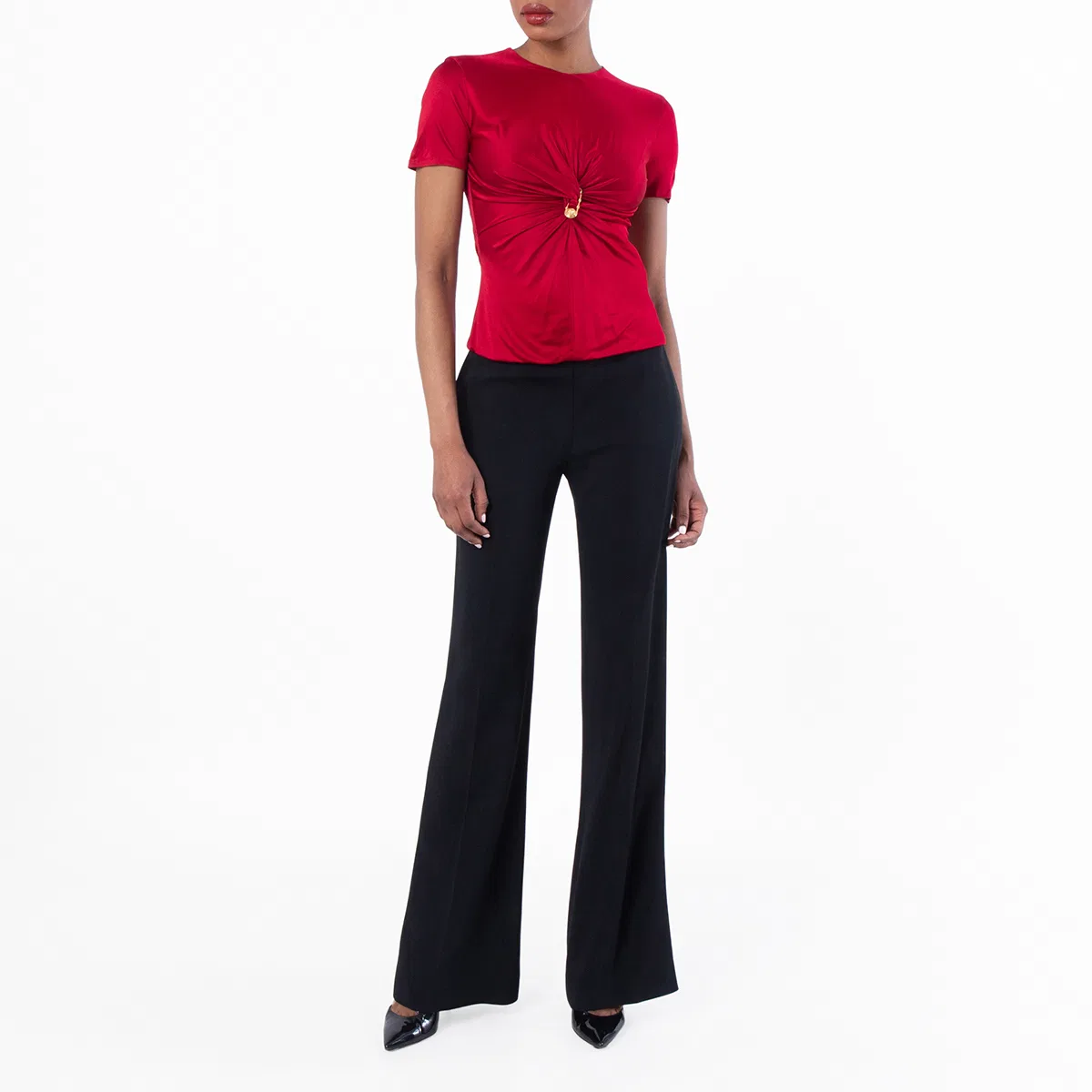 Брюки широкие Cady Wide-Leg Pants Versace, Black — фото 3