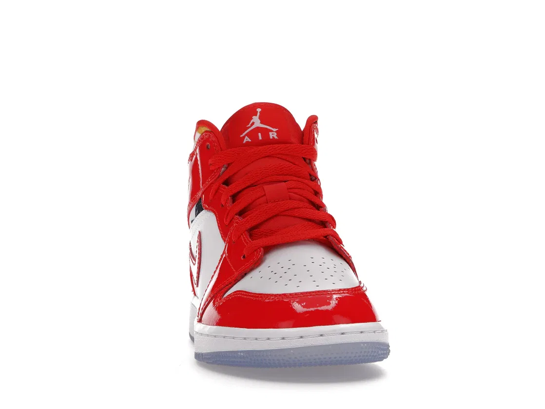 Детские кроссовки Lifestyle с перфорированным носком Jordan 1 Mid, Chile Red/White/Pollen — фото 2
