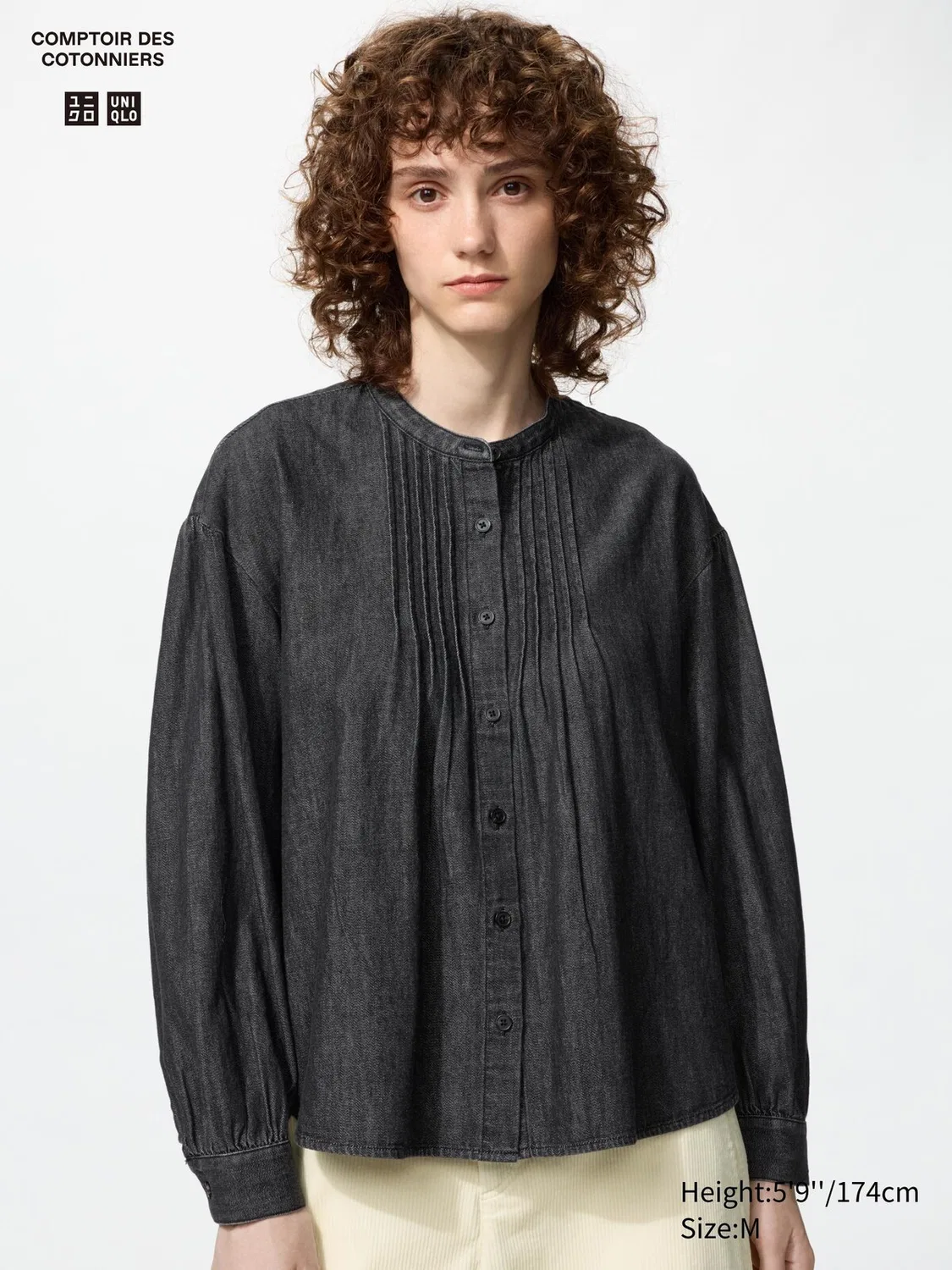 Джинсовая блузка Uniqlo, темно-серый
