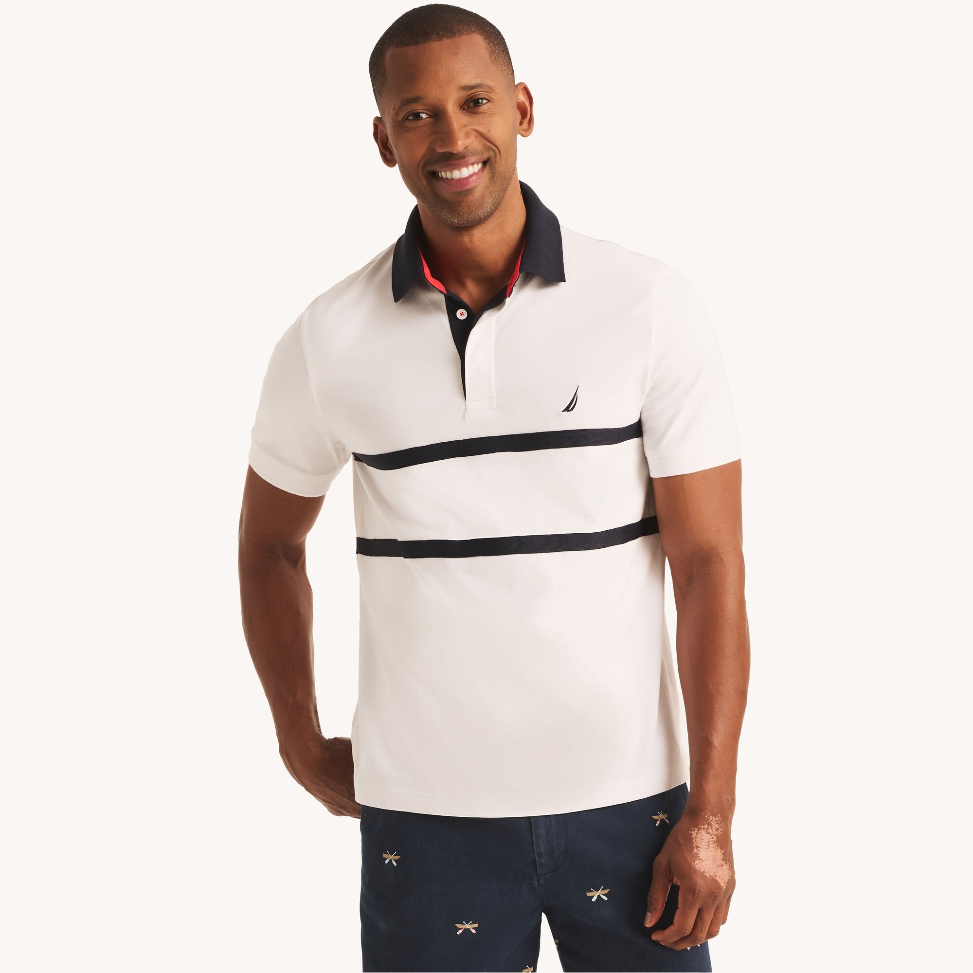 

Мужская футболка-поло для регби Nautica классического кроя, цвет bright white