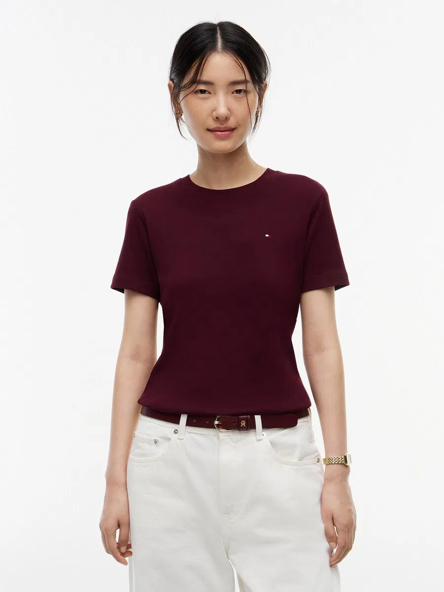 Футболка TOMMY HILFIGER Cody вишнево-красного цвета — фото 2