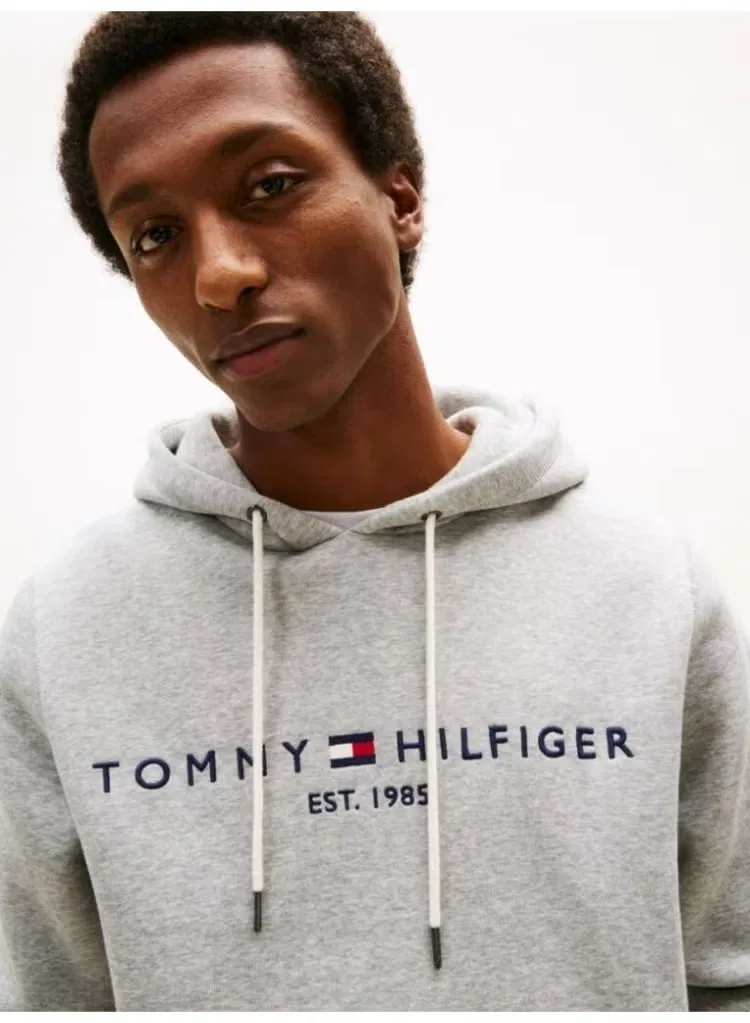 Худи с капюшоном и логотипом на груди Tommy Hilfiger, серый меланж — фото 2