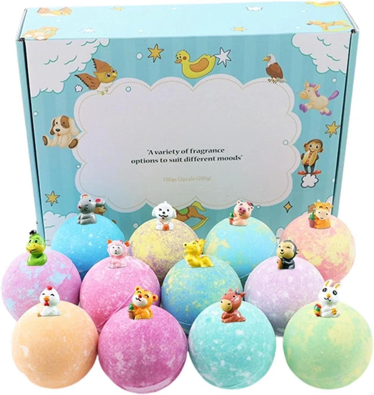 Бомбочки для ванны с игрушкой внутри, 12 шт, Genérico, 1200 г, мультиколор