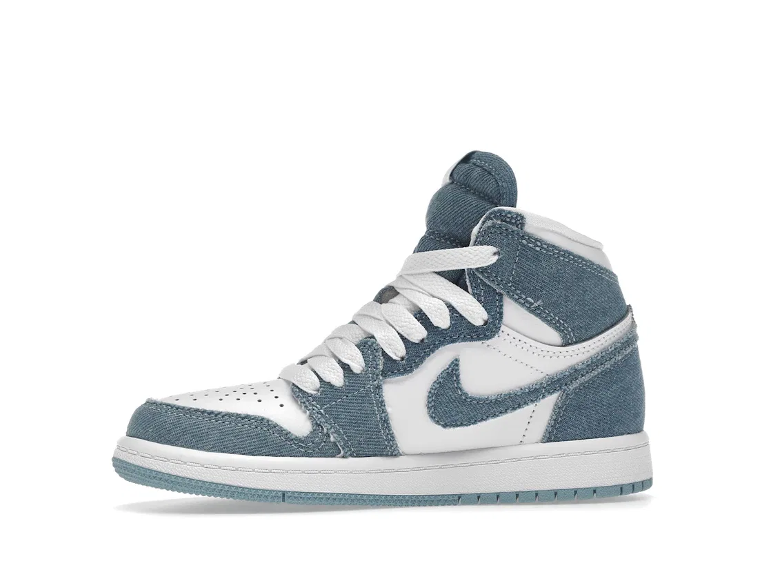 Детские кроссовки Lifestyle с джинсовой отделкой Jordan 1 Retro High OG Denim PS, White/Worn Blue/Metallic Gold — фото 3