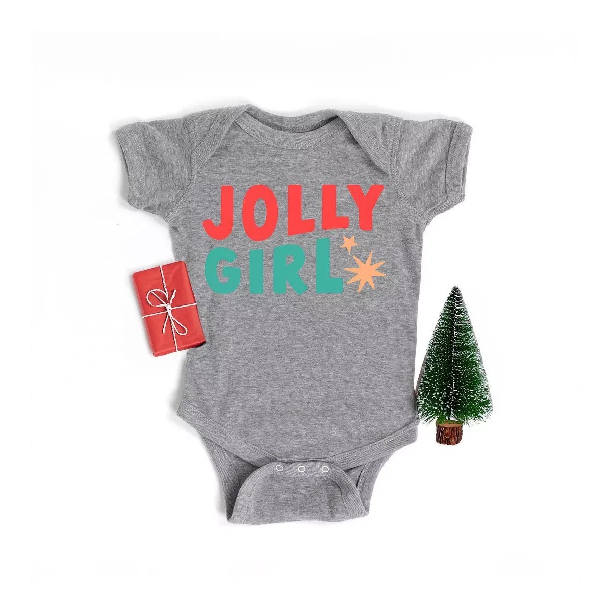 Детский боди с коротким рукавом Jolly Girl Star The Juniper Shop, Heather Grey — фото 2