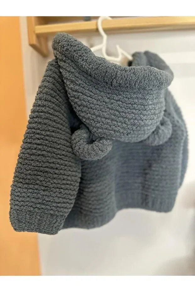 Детский кардиган на молнии с капюшоном Teddy bear cardigan Numistore, Gray