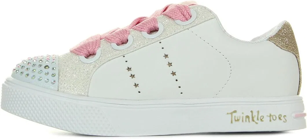 Детские кроссовки для девочек Twinkle Breeze 2.0-sidestars Skechers, White/Pink — фото 2
