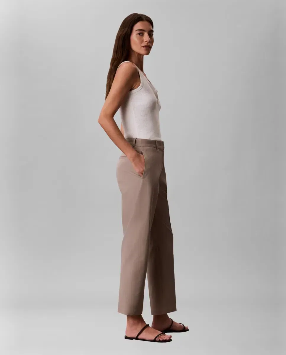 Женские прямые брюки из хлопка Calvin Klein, Marrón — фото 4