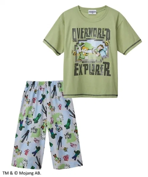 Детский комплект пижамы с коротким рукавом Minecraft Explorer QUNTSTYLE, Green