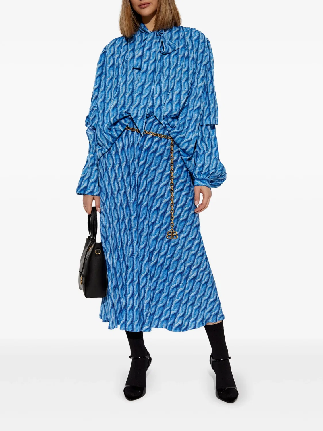 Платье миди с косичками Balenciaga, голубой — фото 2