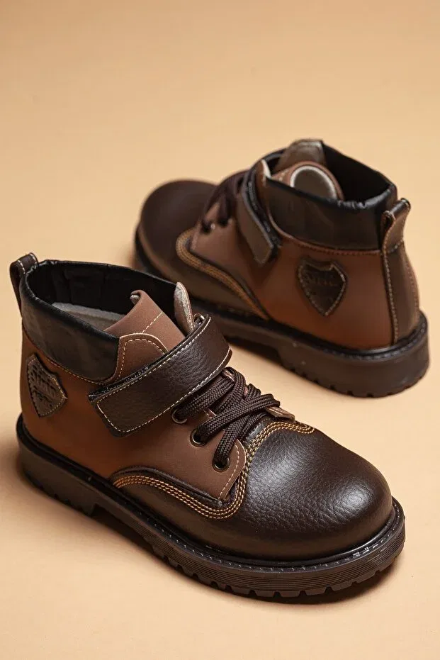 Детские ботинки для мальчиков ортопедические Şirin young orthopedic brown boy's flet boots Dilimler Ayakkabı, Brown