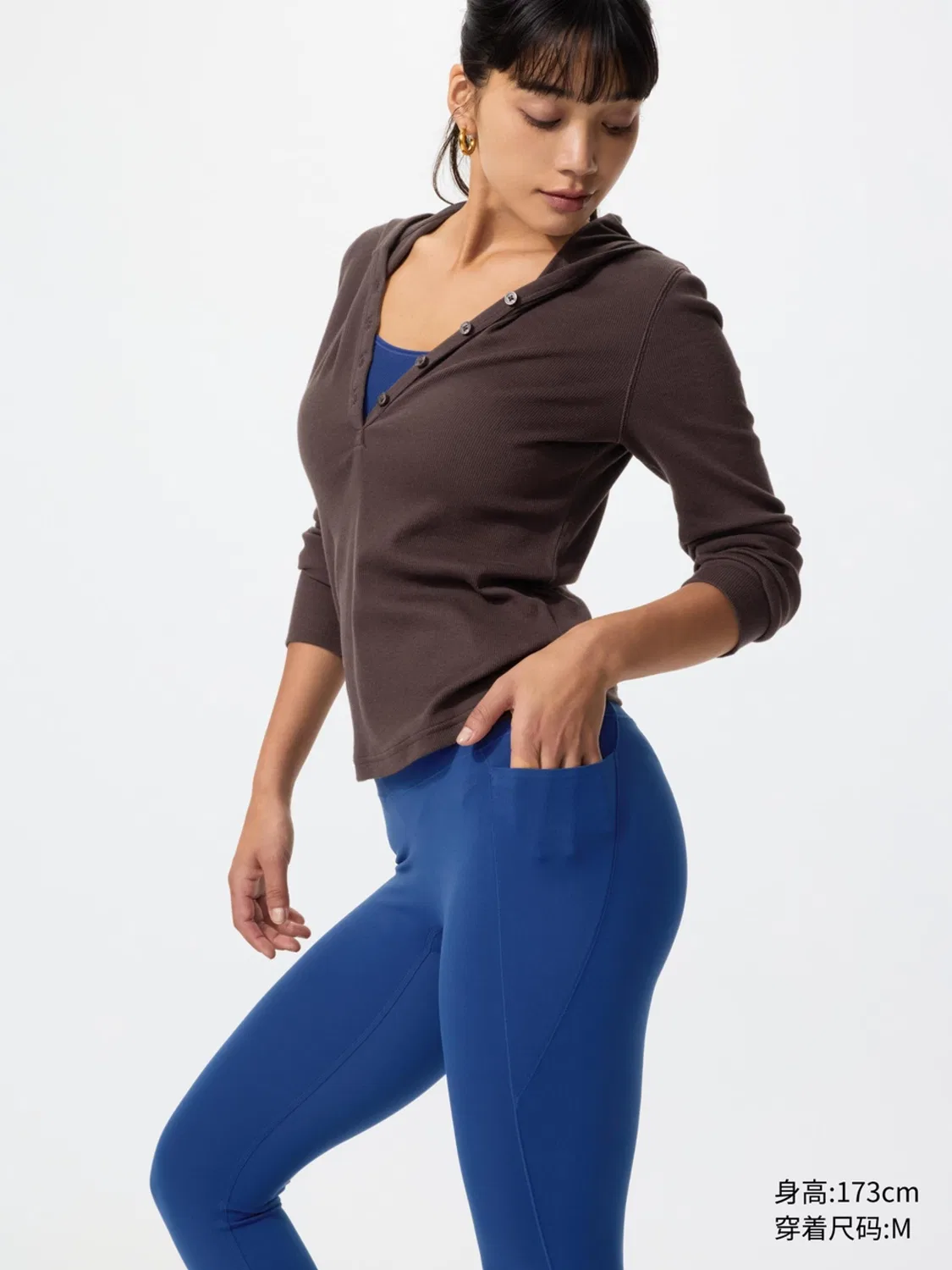 Леггинсы спортивные эластичные Uniqlo, темно-серый — фото 2