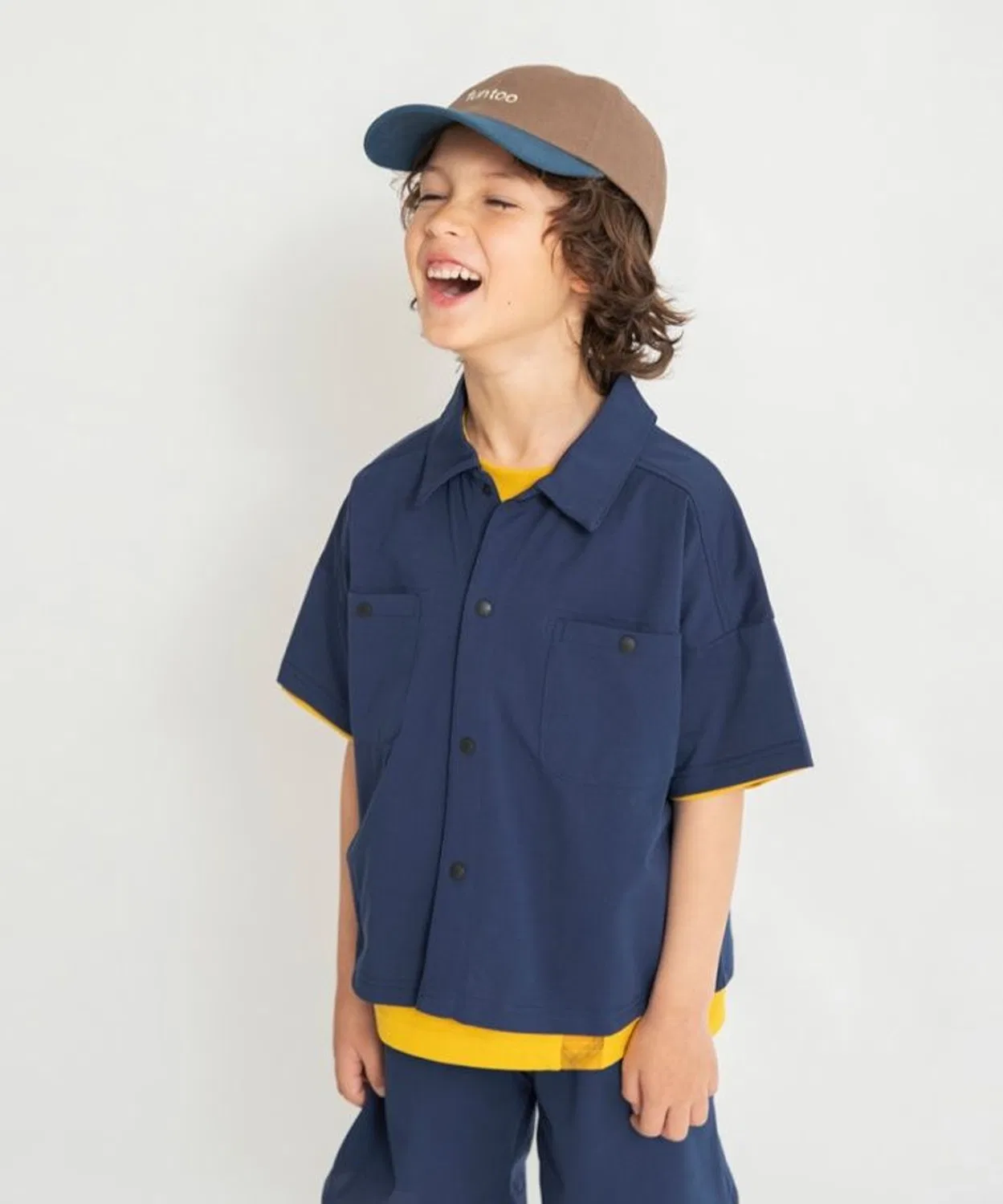 Детская рубашка с коротким рукавом из сетки Navy branshes
