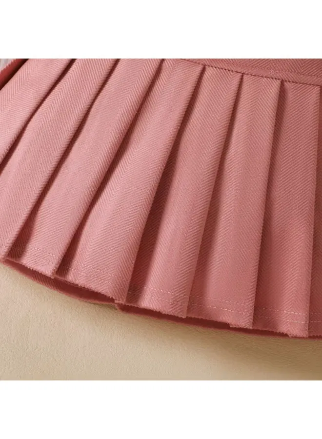 Комплект платьев с длинным рукавом и 3D-аппликацией цветок, модель Floral Pleated, Smarties Ae, розовый — фото 4