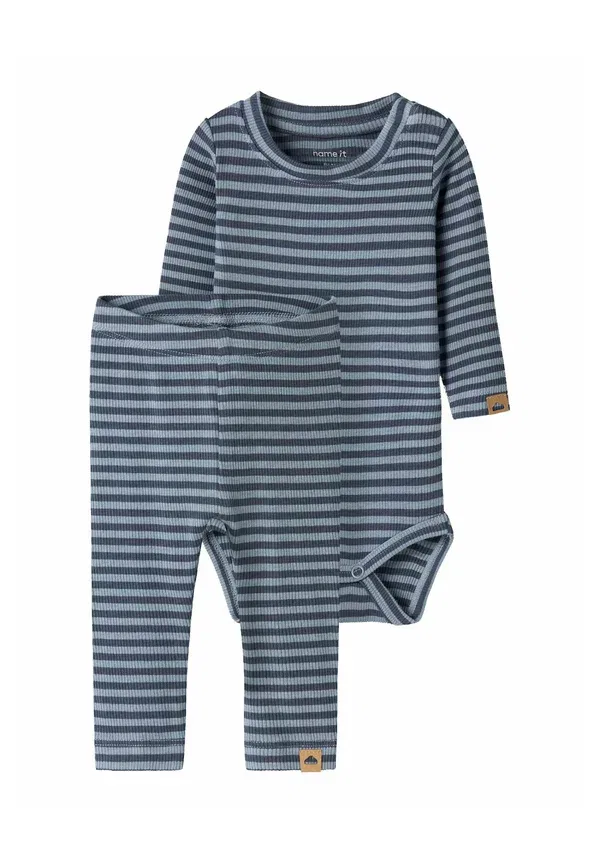 Комплект ромпер и леггинсы, полоска, Set romper and leggings, Name It, Ashley Blue, синий