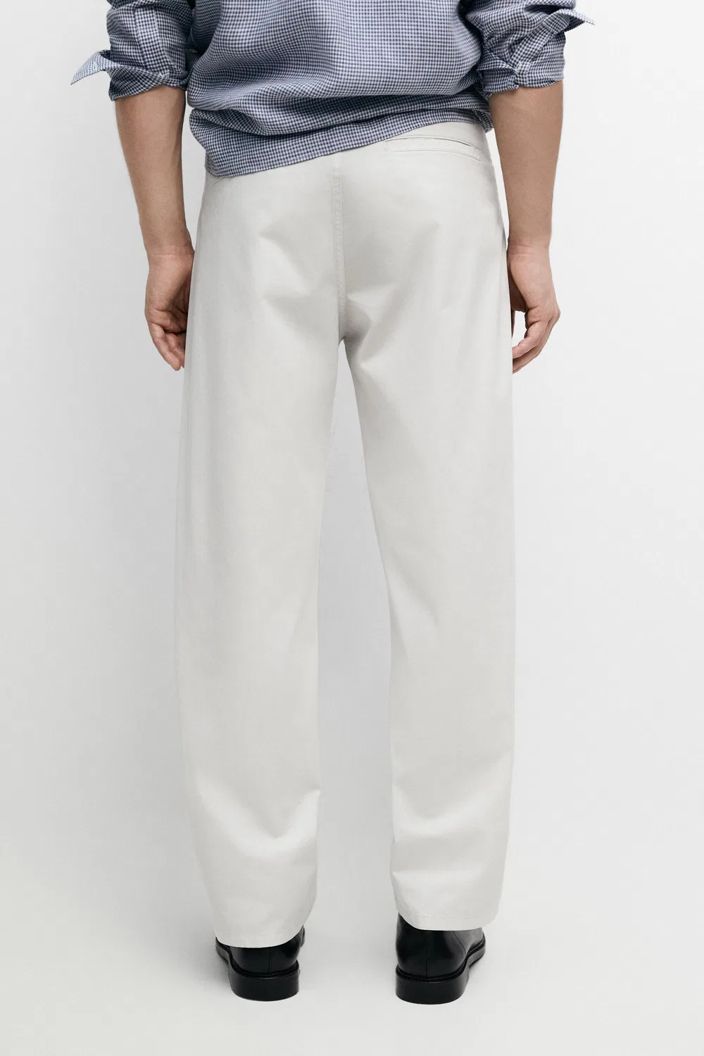 Брюки Massimo Dutti Barrel Fit Poplin Denim-Effect,  серо-бежевый — фото 4