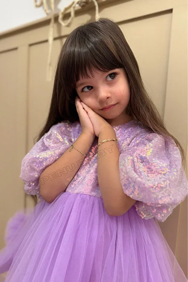 Детское платье для девочек с пайетками Penu Baby Kids, Lilac — фото 4