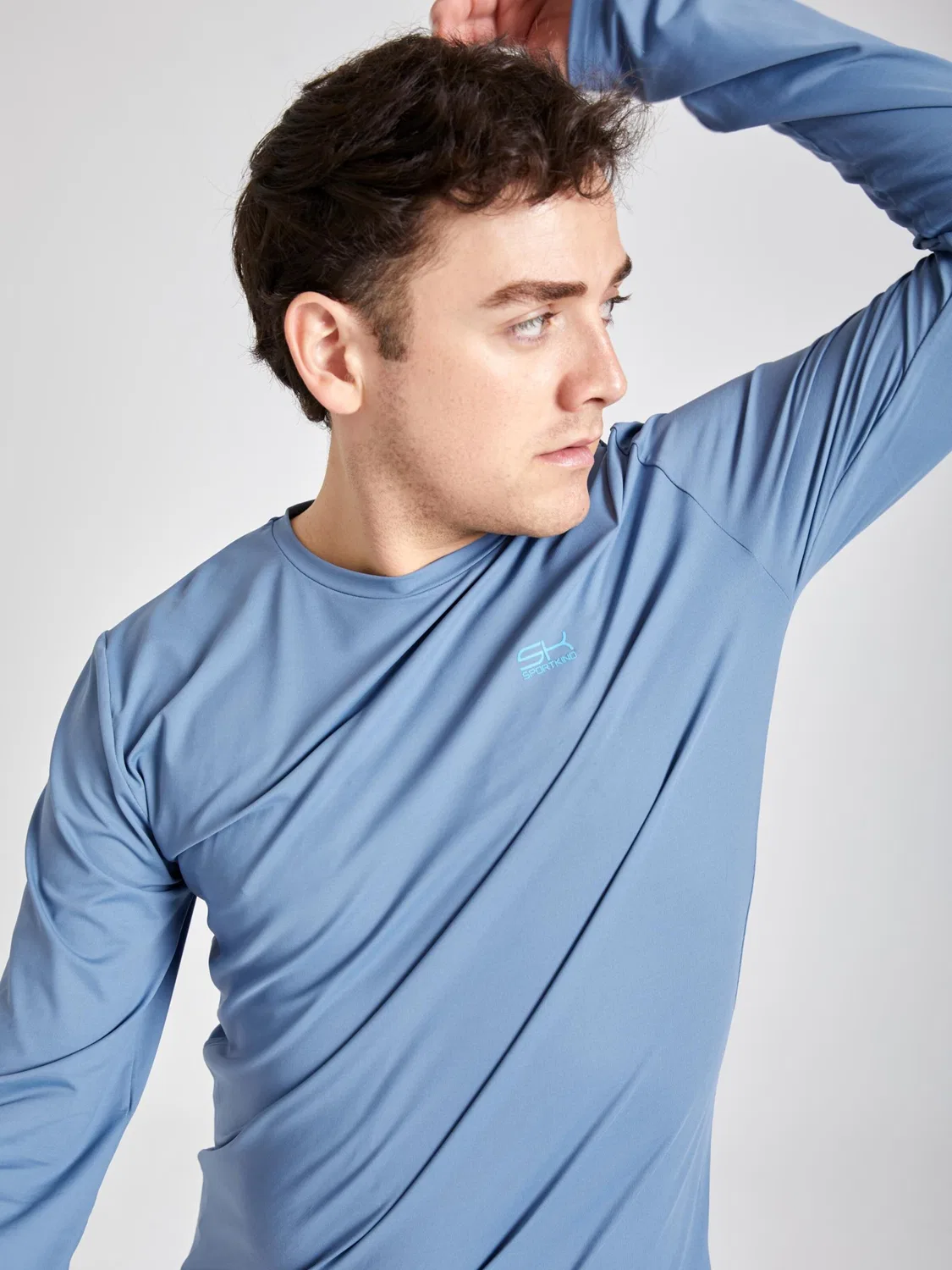 Спортивная футболка Sportkind Performance Shirt с круглым вырезом и длинными рукавами, цвет дымчато-серый — фото 4
