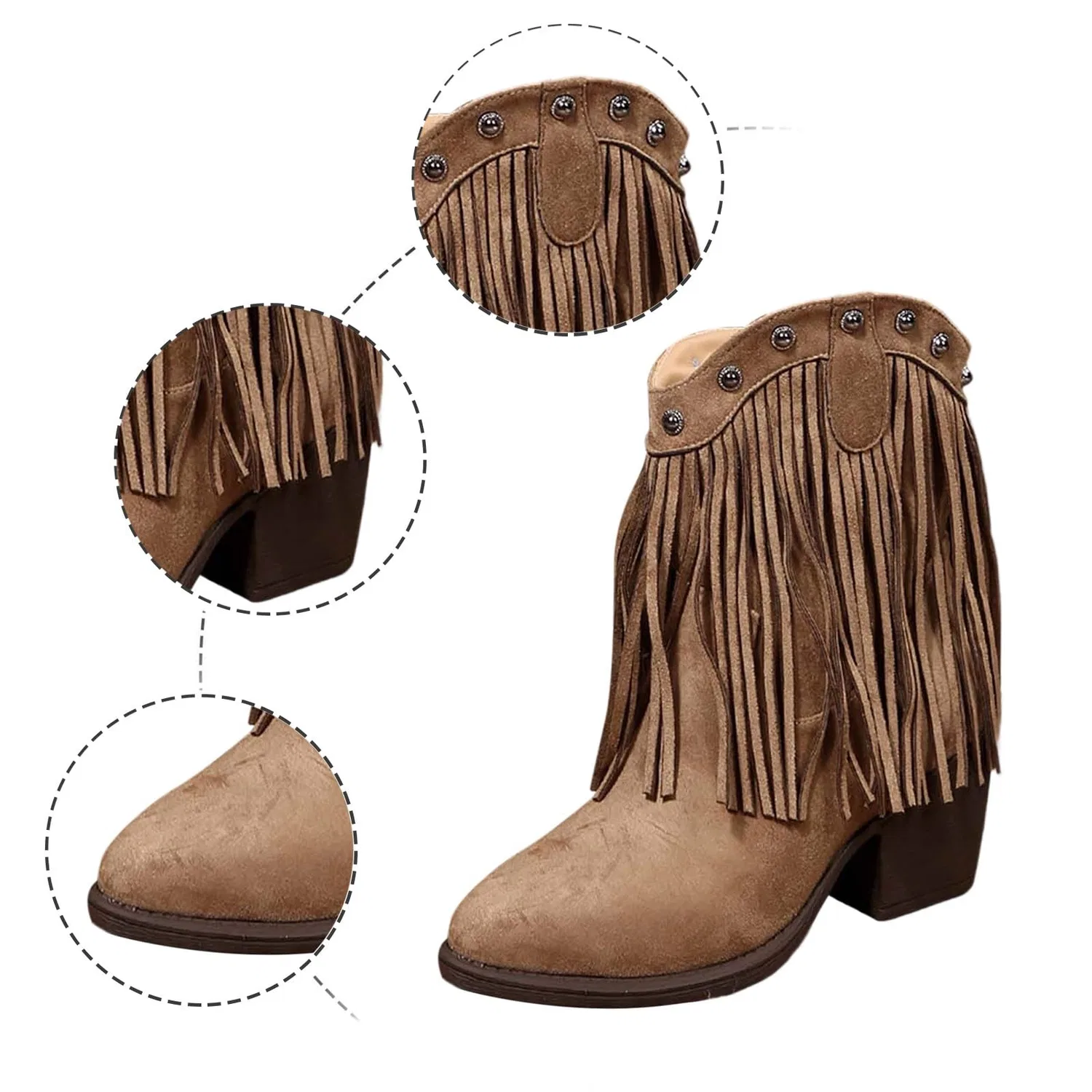 Детские сапоги с бахромой Versatile Western Boots with Fringe, Marrone — фото 4