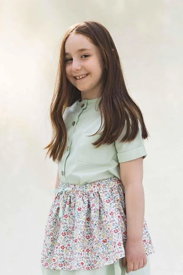 Детская рубашка для мальчиков с коротким рукавом хлопковая Organic Cotton Short Sleeve Children's Shirt Little Gusto, Green