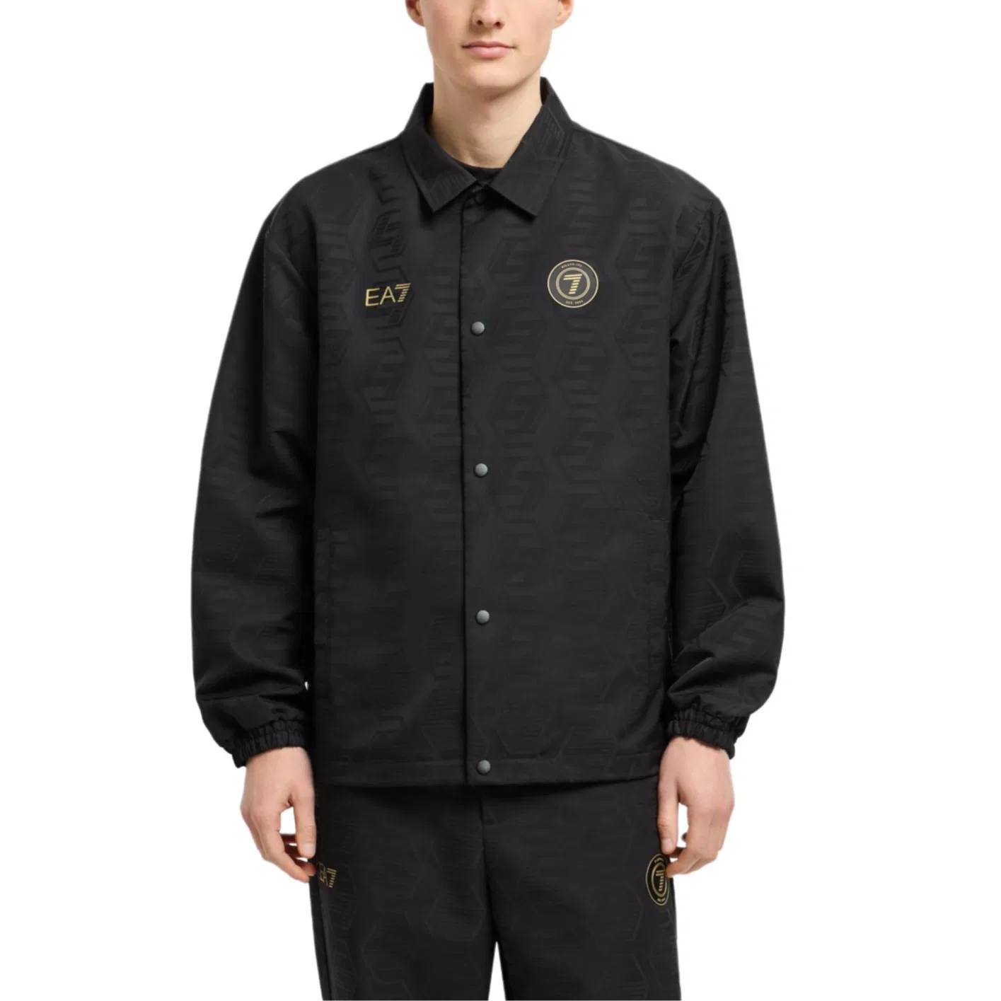 Мужская куртка с шестиугольным принтом EMPORIO ARMANI, Black — фото 3
