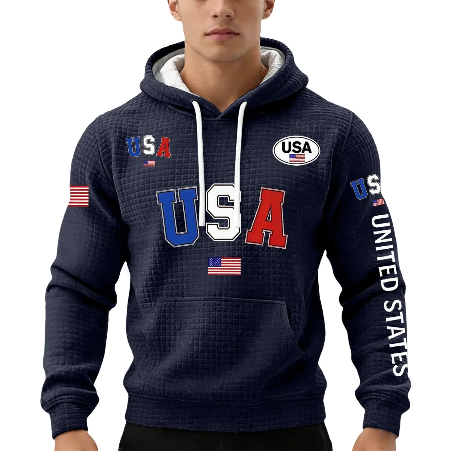 Мужской худи с длинным рукавом с принтом 250 Anniversary USA, Z21 Navy Blue — фото 2
