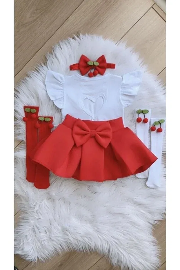 Детский комплект для девочек с принтом Kokosh Kidss, Red
