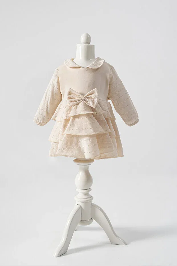 Детское платье для девочек с длинным рукавом Bebelinna Baby, Beige
