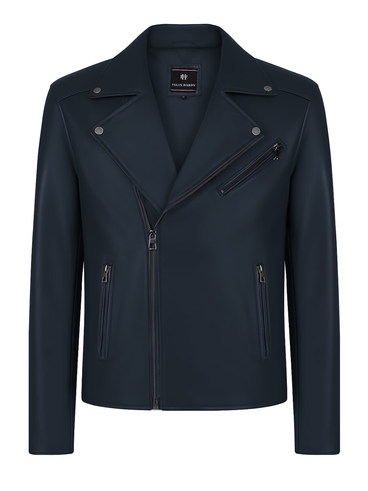 

Кожаная куртка темно-синего цвета Felix Hardy