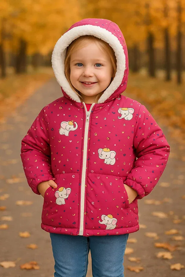 Детское пальто для девочек с принтом Welsoft Fabric Girl's Coat Generic Brands, Fujiya