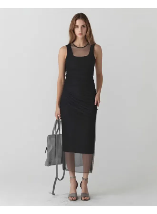 Платье с принтом без рукавов Zara, черный