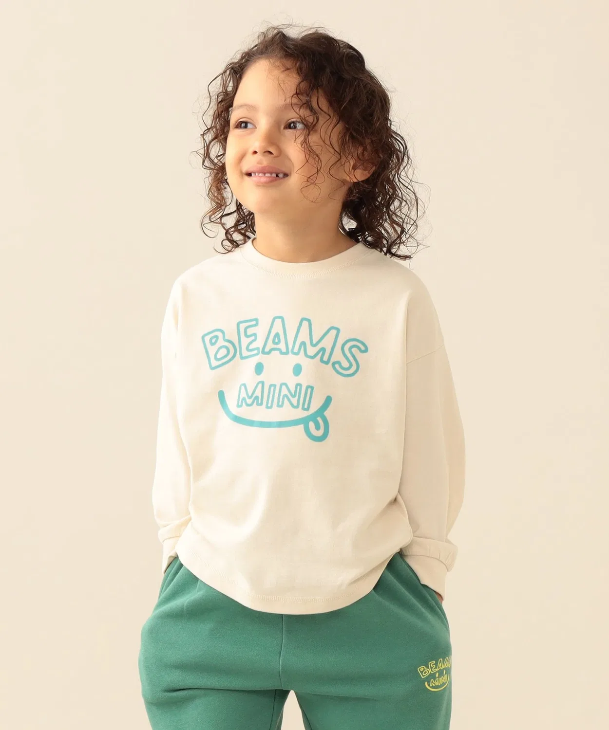 Детская футболка с принтом с длинным рукавомSmile Big Long Sleeve T-Shirt BEAMS mini, Pink — фото 2