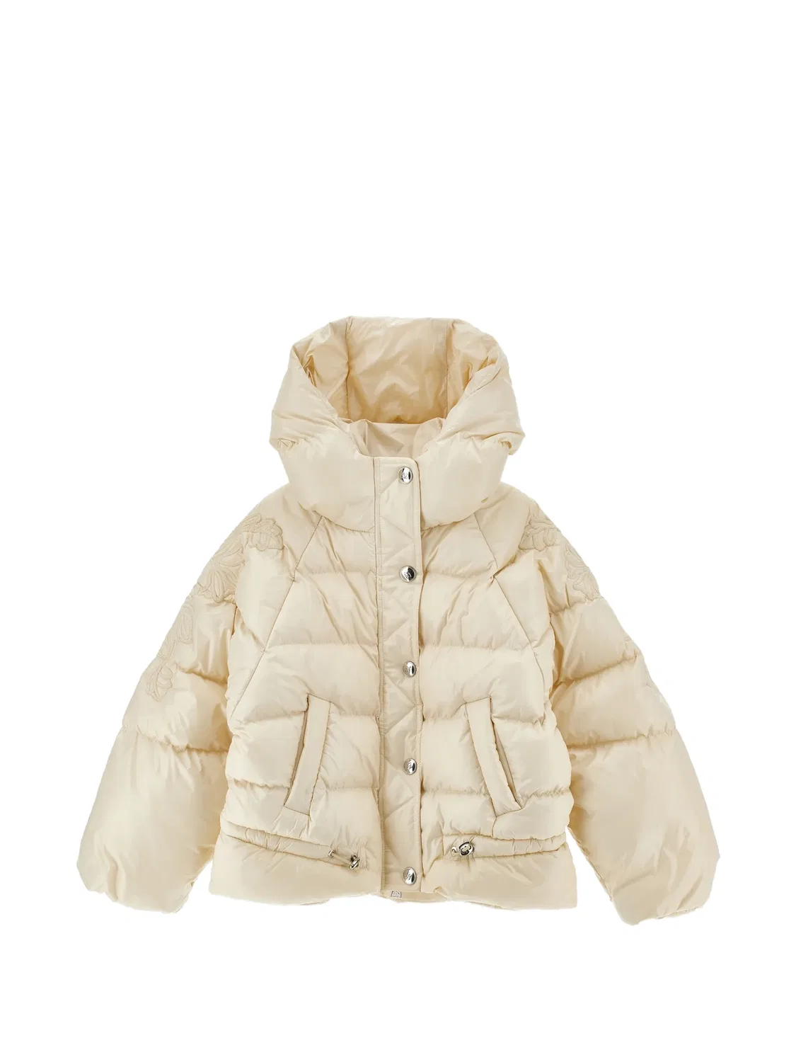 Вышитая пуховая куртка Ermanno Scervino Junior, нейтральные цвета