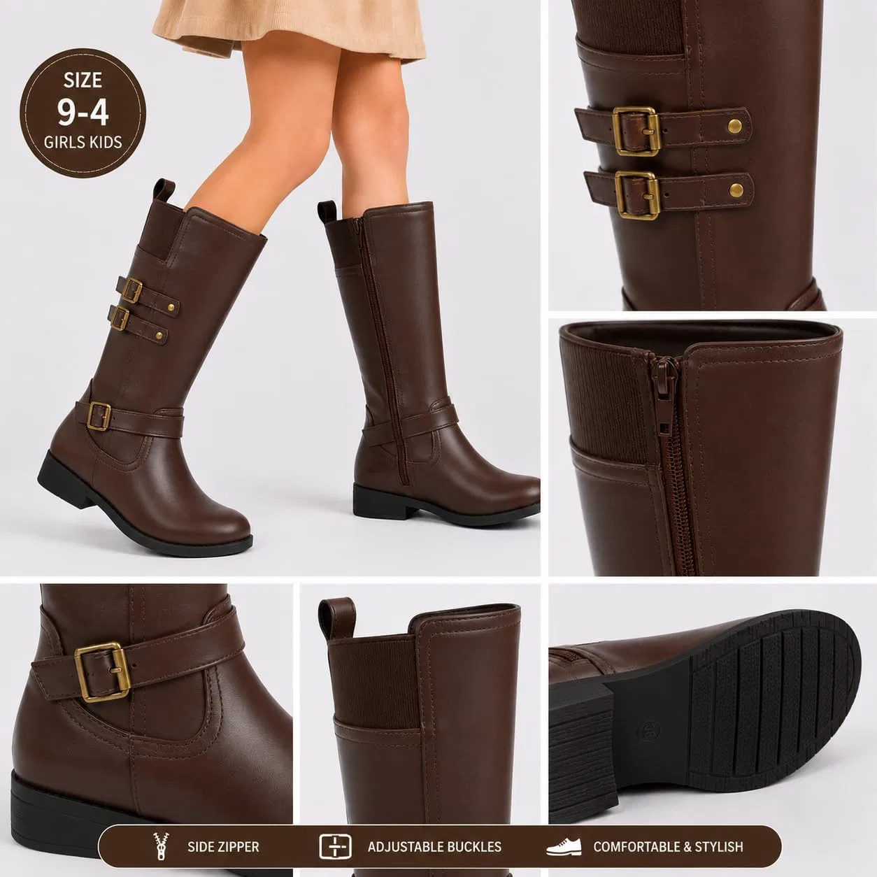 Детские сапоги для девочек с высоким голенищем Forever Link, Brown — фото 3