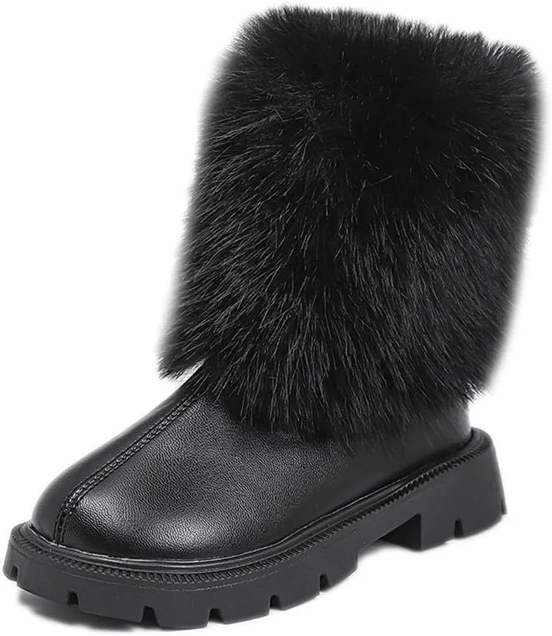 Детские ботинки для девочек с мехом TangDao, Black