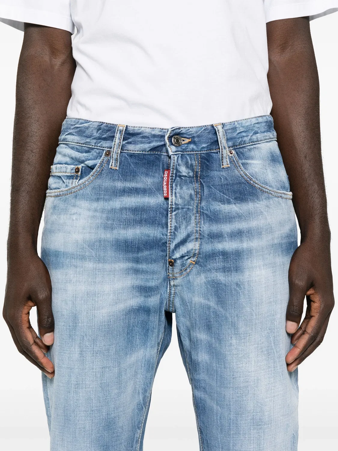 Короткие джинсы со Straight Leg DSQUARED2, синий — фото 2