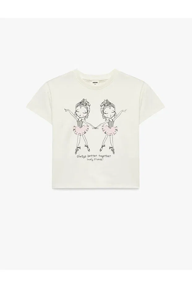 Детская футболка для мальчиков с принтом Ballerina Printed Koton, Ecru