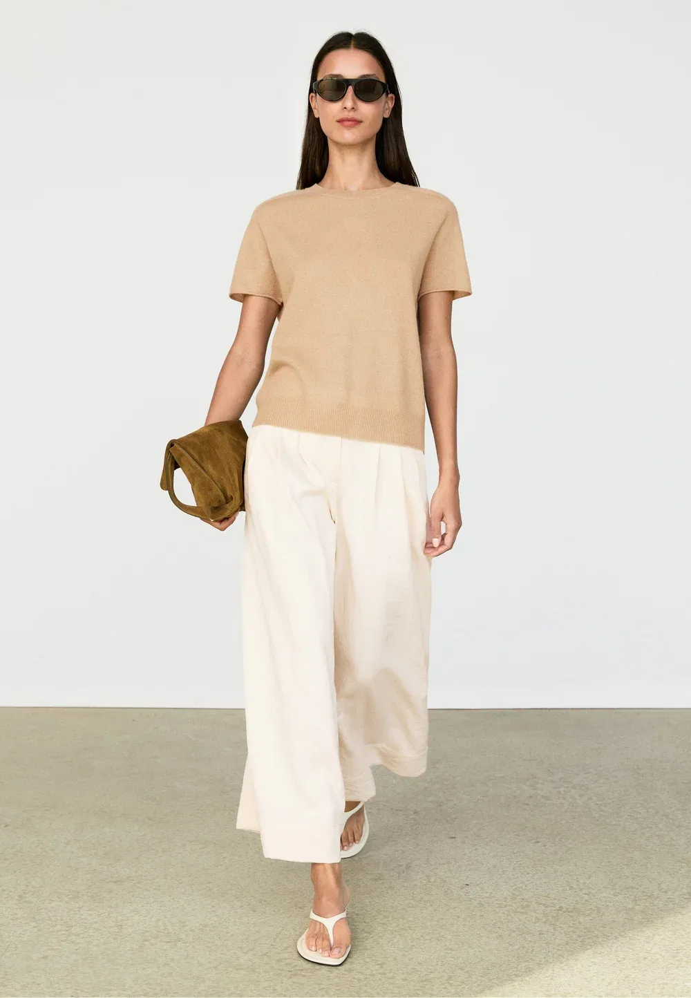 Простая футболка Massimo Dutti, Brown — фото 2